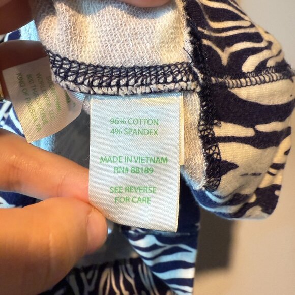 Lilly Pulitzer Women XS Preston French Terry Dress Mini Zebra Print Navy Blue - Picture 5 of 9